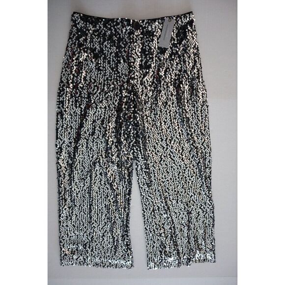 Maeve Anthropologie Petite Sz 26 Black The Colette Cropped Sequin Pants - Picture 1 of 9